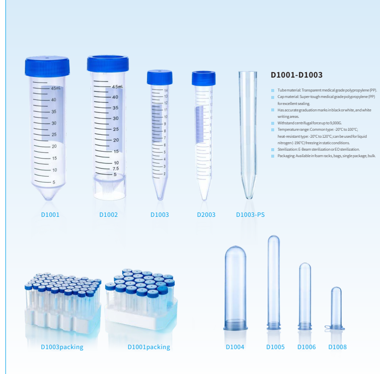 Centrifuge tube product range